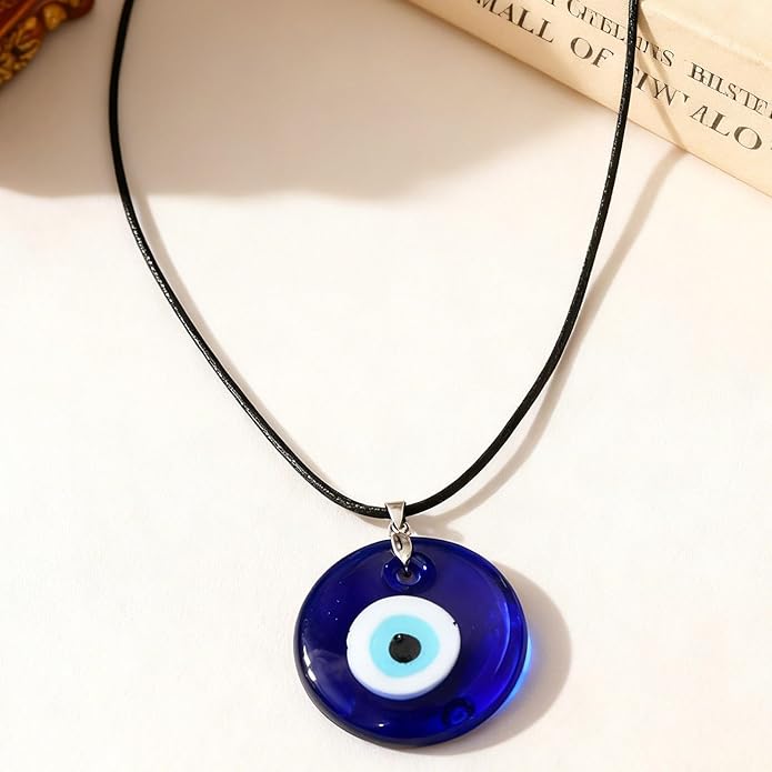 Long tiantian Evil Eye Necklace for Women Men Necklace Evil Eye Jewelry Blue Turkish Glass Leather Rope Pink Lucky Protection Necklace Jewelry Valenty Day Gifts for Men Women