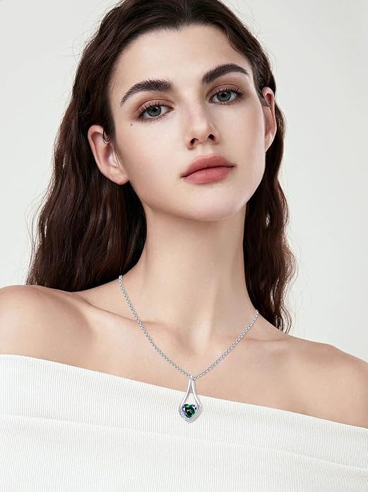 Birthstone Necklaces for Women,18k Yellow/White Gold Plated Forever Love Heart Infinity Pendant Necklace Anniversary Jewelry Christmas Birthday Gifts for Women Her Wife Girlfriend