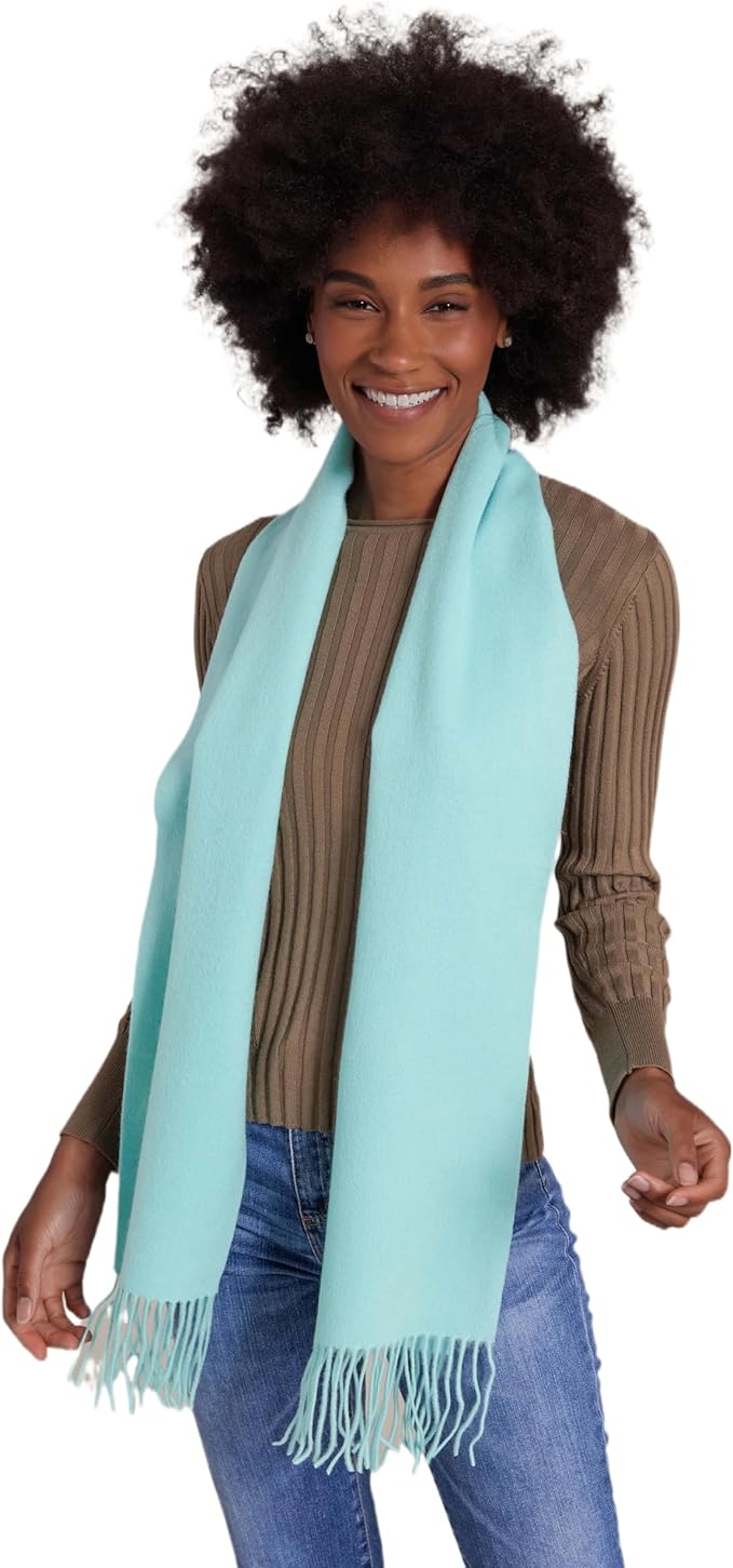 Alashan Cashmere Ultra-Fine Merino Wool and Cashmere Blend Woven Scarf -Luxe fabric-Lightweight- 72" x 12"