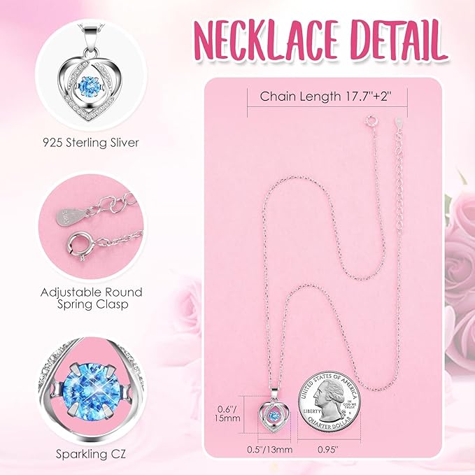 ADDWel Preserved Rose Gifts for Her, Forever Real Rainbow Flowers with Sterling Silver Necklace for Wife Girlfriend Mom on Birthday Anniversary