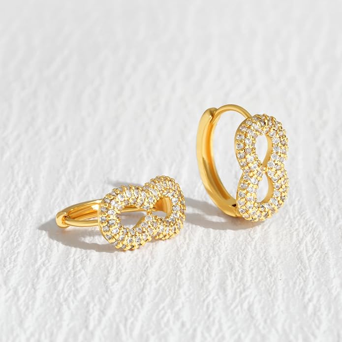 Gold Huggie Hoop Earrings 14K Gold Plated Dainty Chunky Thick Hoop Diamond Cubic Zriconia Inlay Sleeper Tiny Delicate Boho Beach Simple Hypoallergenic Jewelry Gift for Her