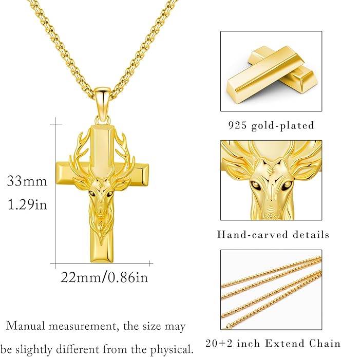 YEESIA Cross Necklace for Men Women 925 Sterling Silver Christian Pendant Religious Jewelry Gift for Men Women.