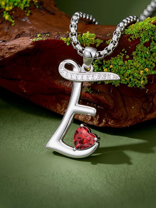 Christmas Gifts for Women Alphabet A to Z Initial Birthstone Pendant Necklaces for Women - 18k White Gold Plated Personalized Name Jewelry Valentine Mothers Day Birthday Gifts for Women Her Girlfriend
