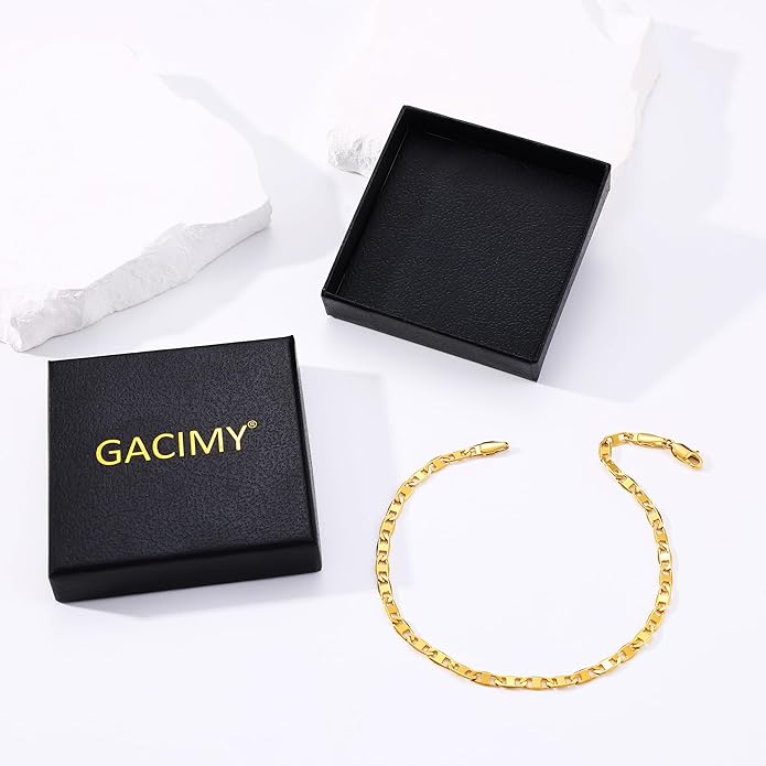Gacimy 3.5mm Mariner Anklets for Women, 18K Gold Plated/Silver Tone Women’s Anklet, 9/10/11 Inches