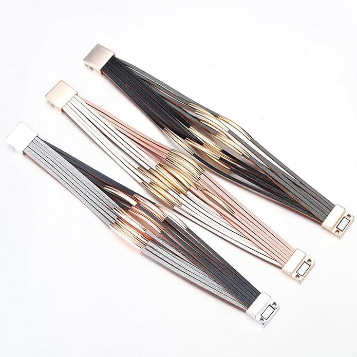 Fesciory Leather Wrap Bracelets for Women, Boho Leopard Multi-Layer Crystal Beads Cuff Bracelet Jewelry