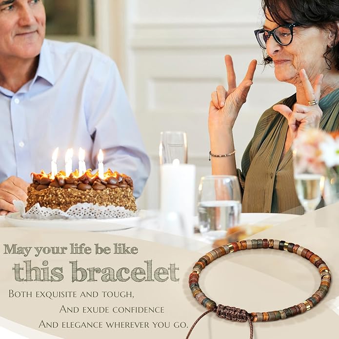 30th 40th 50th 60th 70th 80th Birthday Gifts for Women, Natural Stone Bracelet Birthday Gifts for Mom Daughter Grandma Sister Friends Coworker