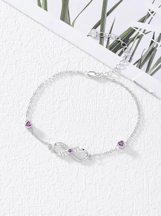 Dorunmo Infinity Bracelet Mom Bracelet 925 Sterling Silver 14K Gold Plated Infinity Heart Anklet for Women Christmas Jewelry Gifts for Wife Mom Daughter