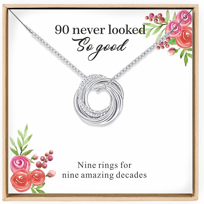 Birthday Gifts for Women Sterling Silver 30th 40th 50th 60th 70th 80th 90th Birthday Necklace For Her 3 4 5 6 7 8 9 Decade Jewelry 30 40 50 60 70 80 90 Years Old