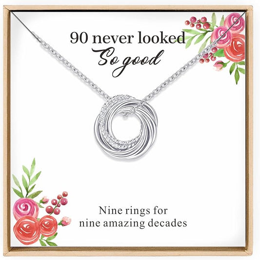 Birthday Gifts for Women Sterling Silver 30th 40th 50th 60th 70th 80th 90th Birthday Necklace For Her 3 4 5 6 7 8 9 Decade Jewelry 30 40 50 60 70 80 90 Years Old