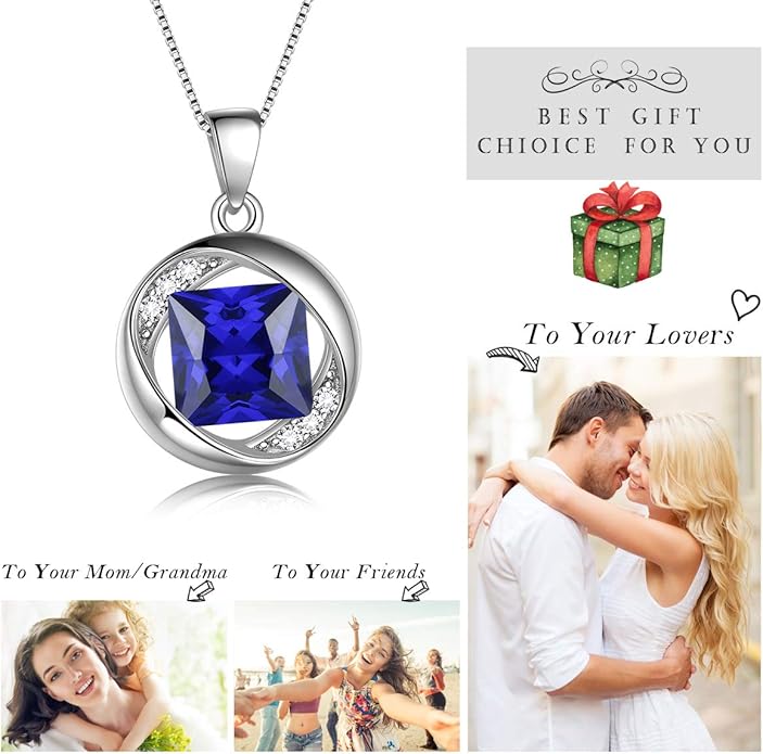 Aurora Tears 925 Sterling Silver 12 Birthstones Necklace/Earring/Ring/Bracelet Women Birthstone Pendant Crystal Fashion Birthday Jewelry Christmas Gift for Girls Women