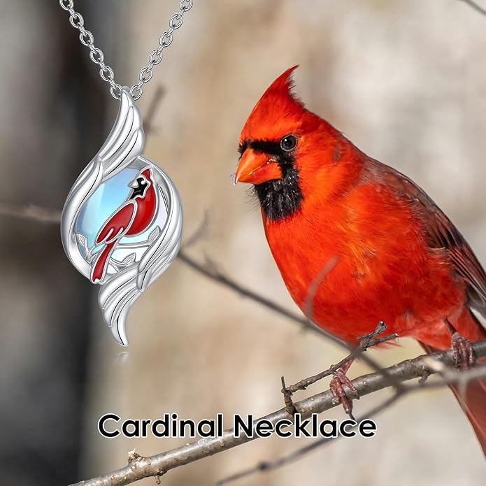 Dove/Hummingbird/Red Cardinal Necklace 925 Sterling Silver Turquoise/Opal/MoonStone/Malachite Bird Necklace Dove Pendant Jewelry for Women Men