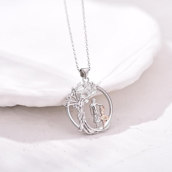 Tree of Life Pendnat Sunflower/Celtic Necklace with Blue Crystal Tree Jewelry Gifts for Women