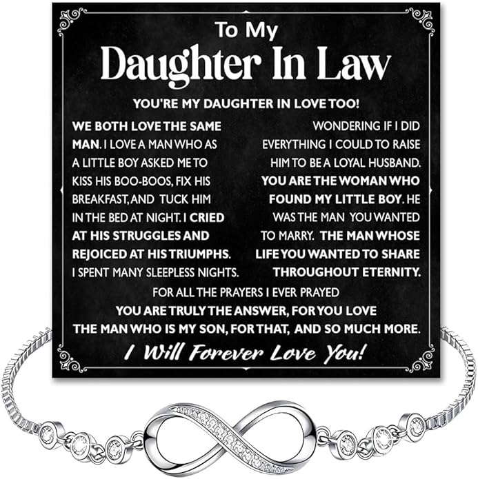 To My Beautiful Daughter In Law Bracelet From Mother-In-Law, Daughter In Law Birthday Gifts, Infinity Star Heart Bracelet For Her With Heartfelt Message Card & Elegant Box, Bonus Daughters Bracelets