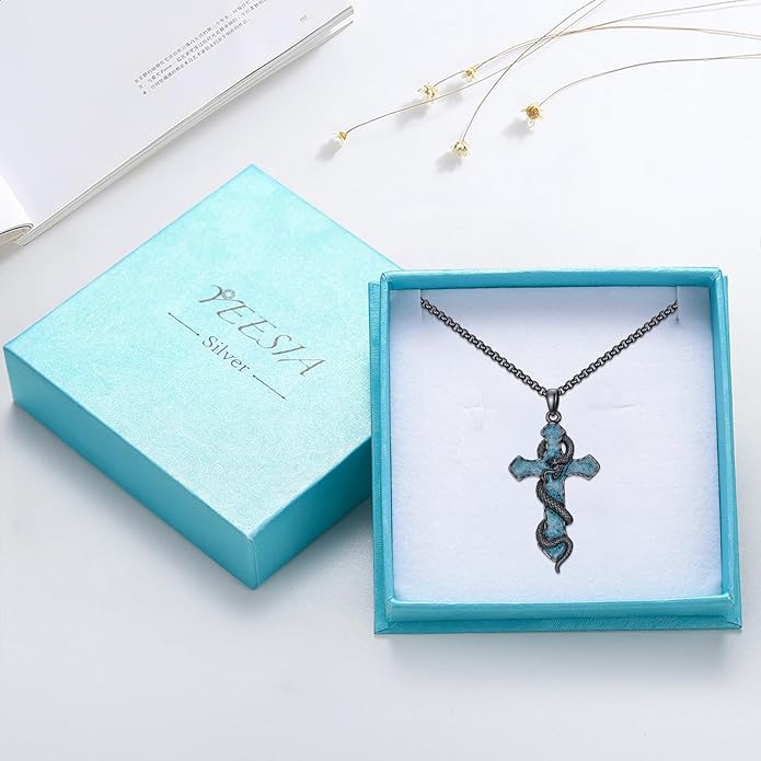 YEESIA Cross Necklace for Men Women 925 Sterling Silver Christian Pendant Religious Jewelry Gift for Men Women.