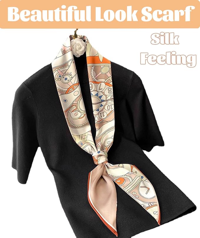kcctoo 59" Mulberry Silk Like Head Scarf Women's Fashion Square Neck Satin Scarfs for Bag Hair Scarves Gift 59 * 5.9”