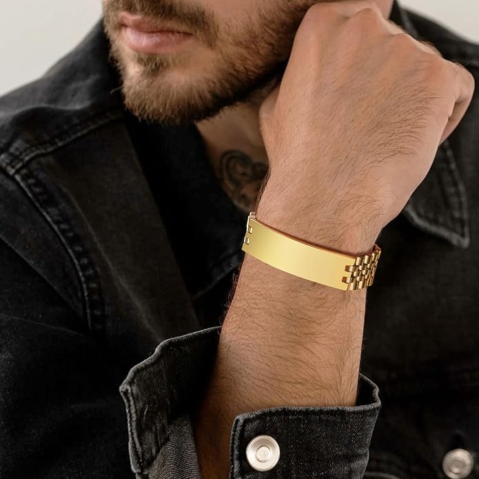 VNOX Masculine Watch Band Stainless Steel Link Bracelet Personalized Jewelry Gift for Men DAD Father Husband Boyfriend