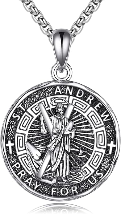 YFN Patron Saint Necklace Sterling Silver Amulet Medal Pendant Religious Protector Jewelry Gifts for Women Men