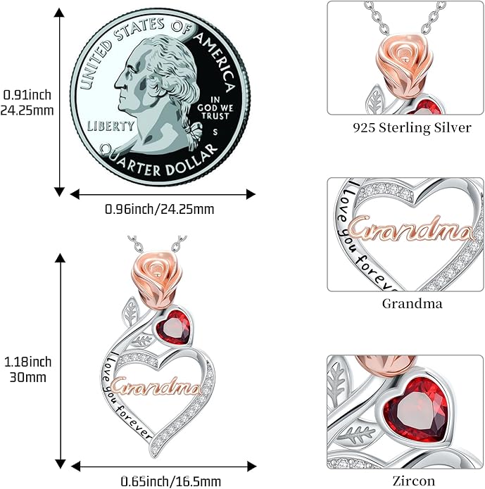 Mother's Day Necklace Gifts 925 Sterling Silver Mom/Wife/Grandma/Nana/Family I Love You Mom Necklace for Women Jewelry Birthday Gifts for Couple