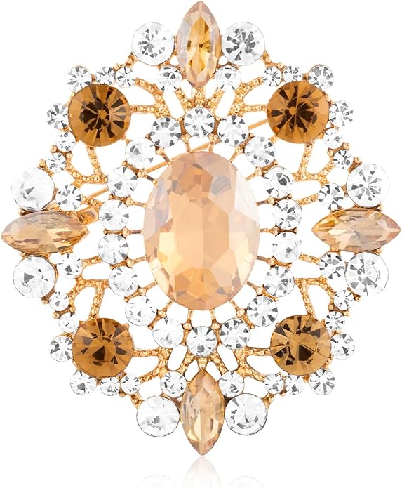 LAXPICOL Vintage Clear Austrian Crystal Brooch Pin for Women Elegant Wedding Bridal Brooches Broach Pin 1.69"*1.39"
