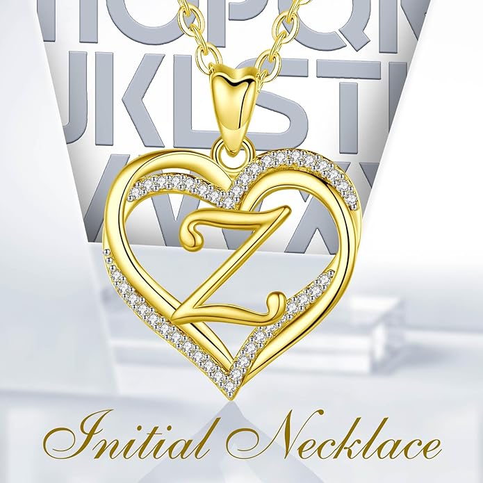 INFUSEU Unique Initial Necklaces for Women Girls Small Heart Letter Jewelry, Meaningful Personalized Gifts