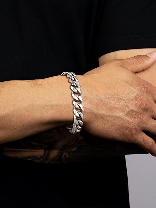 U7 Link Bracelets for Men, Cuban Link/Rope/Watch Band Solid Bracelet, Silver Black Gold Color Wrist Bracelet 3/6/9/12/15mm Width, 6.5/7.5/8.3 Inch Length, Hand Chain Jewelry for Mens Women
