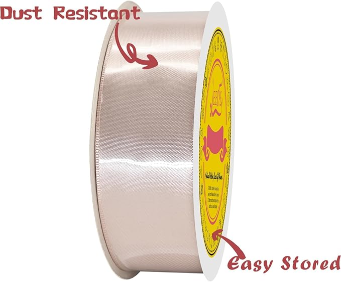 LEEQE Double Face Satin Ribbon 1-1/2 inch X 50 Yards Polyester Vanilla Ribbon for Gift Wrapping Very Suitable for Weddings Party Hair Bow Invitation Decorations and More