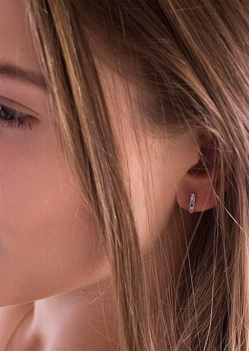 SWEETV 925 Sterling Silver Huggie Hoop Earrings for Women Girls-Tiny Small Cartilage Hoop Earring