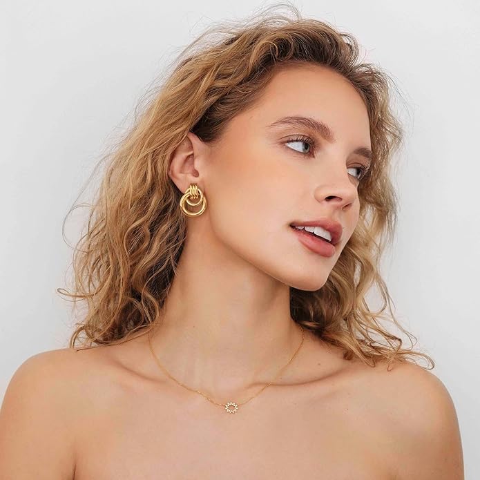 LILIE&WHITE Gold Chain Dangle Earrings - Women's Hypoallergenic Fashion Gift Earrings