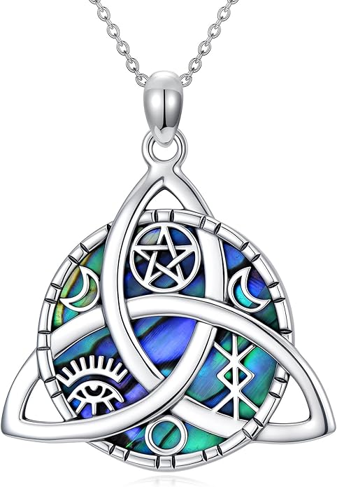WINNICACA Christmas Gifts for Women Witches Knot Celtic Knot Necklace Sterling Silver Celtic Jewelry Protection Necklaces Irish Jewelry Birthday Gifts for Women Mom Wife Her