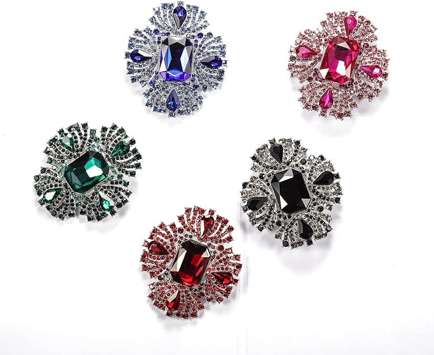 YOQUCOL Vintage Austrian Crystal Rhinestone Flowers Shaped Brooch Pin for Women Girls Lapel Pin for Sweater,Coat Dress Accessories