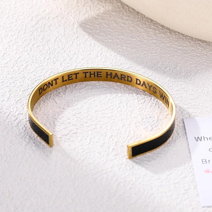 KHKINDPRO Dont Let The Hard Days Win Bracelet for Women Men, Handmade Braided Adjustable Wrap Stainless Steel To My Daughter/Best Friend Inspirational Gifts Ladies Jewelry
