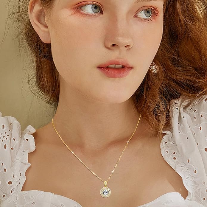 18K Gold Vermeil Imitation Diamond Necklace for Women, Moissanite Sterling Silver 18+2" Chain - Cluster Style