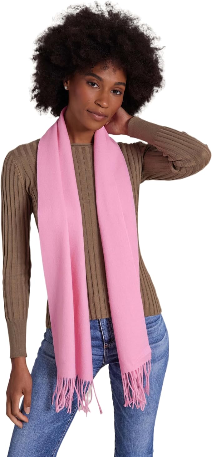 Alashan Cashmere Ultra-Fine Merino Wool and Cashmere Blend Woven Scarf -Luxe fabric-Lightweight- 72" x 12"