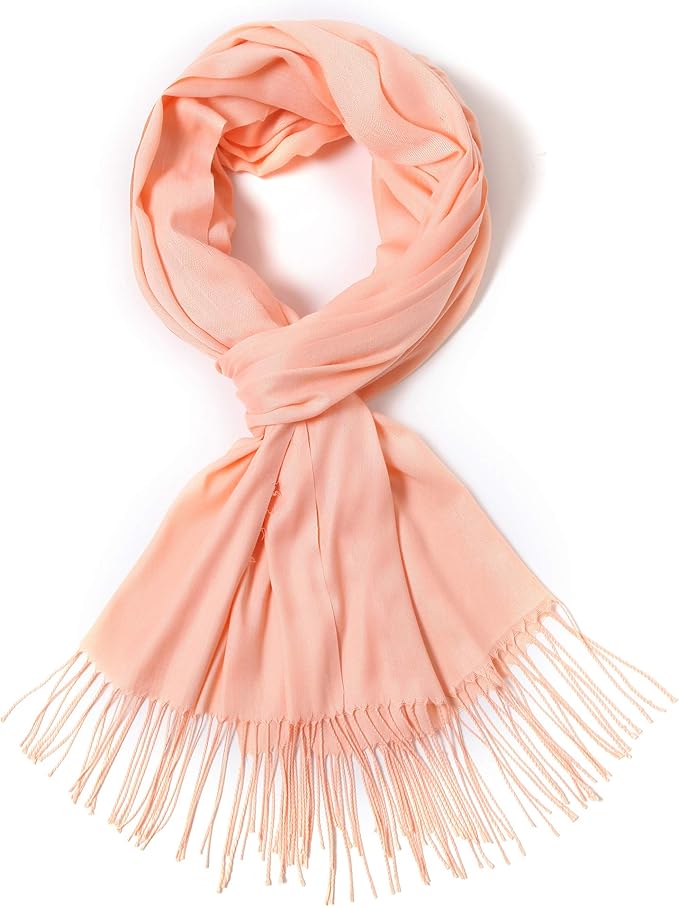 Cindy & Wendy Pashmina Shawls and Wraps Large Scarfs for Women Wedding Party Bridal Long Fashion Solid Shawl Wrap Fringes
