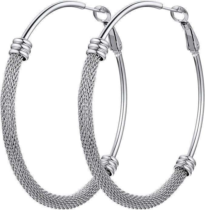 PROSTEEL 30/40/60/80/100mm Chunky Hoop Earrings For Women Gold Plated/Black Stainless Steel Hoops Earrings Statement Jewelry