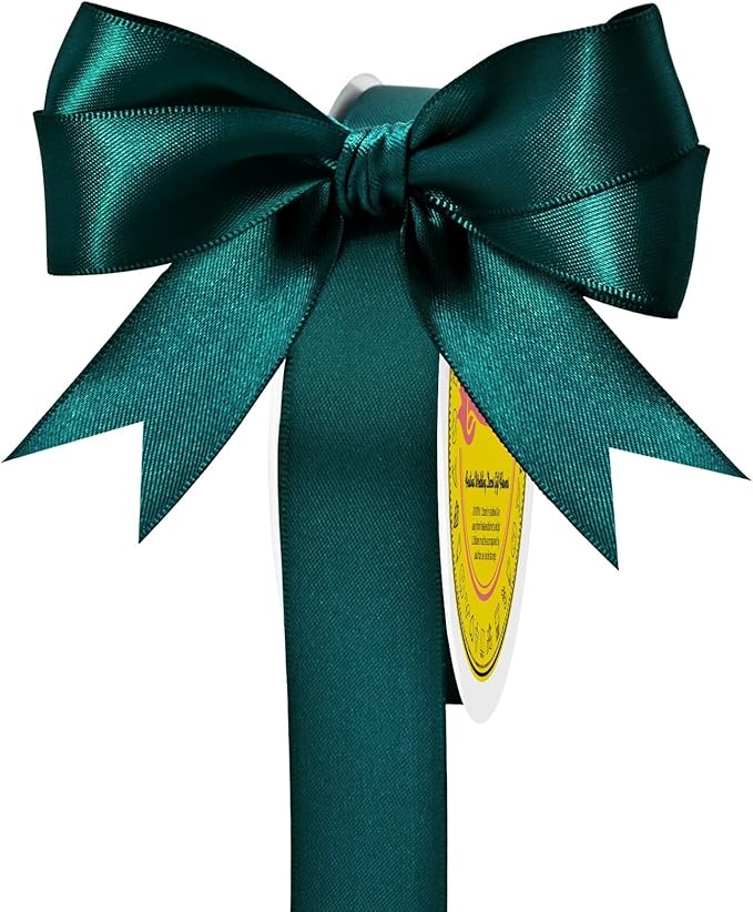 LEEQE Double Face Teal Satin Ribbon 7/8 inch X 25 Yards Polyester Teal Ribbon for Gift Wrapping Very Suitable for Weddings Party Hair Bow Invitation Decorations and More