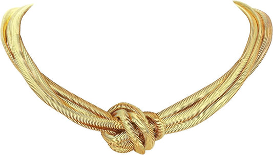 Chunky Gold Choker Necklace for Women, 14K Gold Plated Snake Chain Statement Necklace Triple Twsited Layered Choker Necklaces Jewelry Gifts