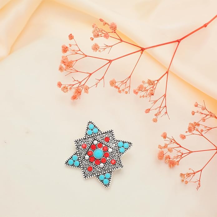 Turquoise West Cowboy Oval Tear Drop Brooch Pin for Women Retro Brooches Pins Classic Fashion Jewelry Accessories Gift