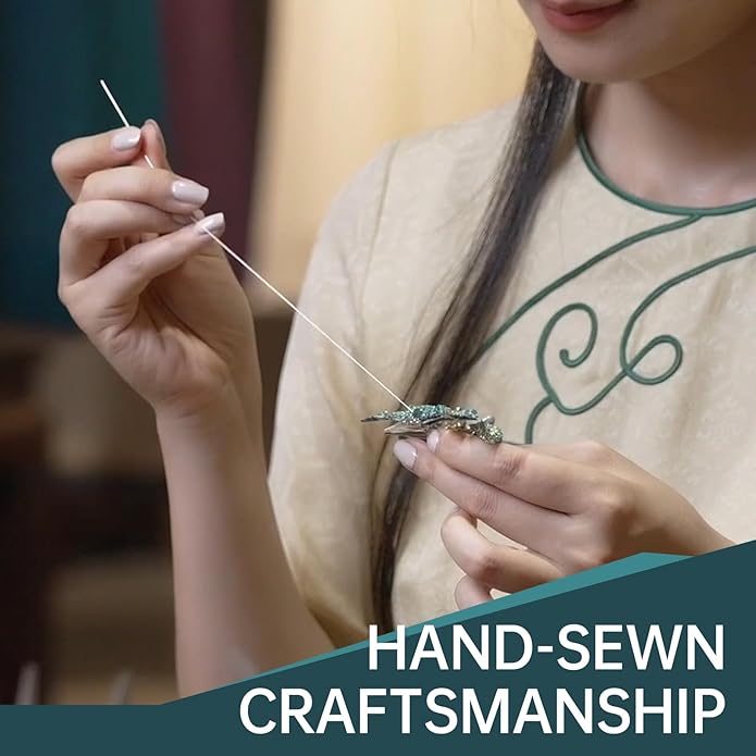 Forget me not Flower Brooch Handmade Gold Thread Embroidered and hand-Drip Enamel leaf, Gradient Botanical Floral Brooch pins for women, SHE'S FREE STYLE JUST FOR YOU [Bencao Gangmu Series]Vintage Plant Jewelry