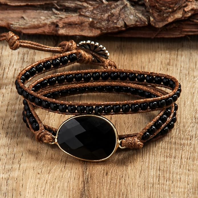 ZOSOJONA Boho Wrap Bead Bracelet for Women - Handmade Adjustable Natural Stone Beaded Bracelets Rope Yoga Healing Bracelet Bangle Hippie Jewelry