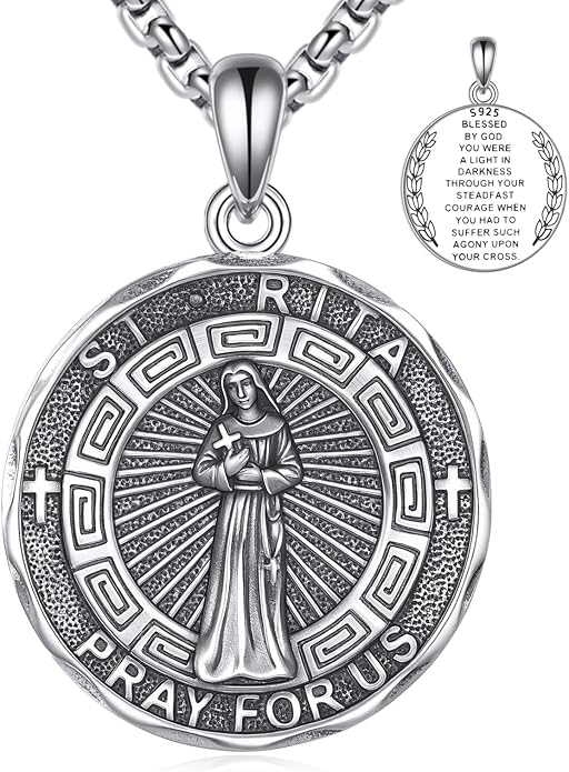 YFN Patron Saint Necklace Sterling Silver Amulet Medal Pendant Religious Protector Jewelry Gifts for Women Men