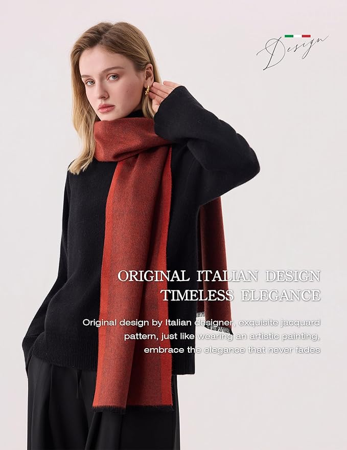 ZHE JIN Luxurious Silk Scarf for Women, Warm Soft Scarves Winter Gift for Her, 100% Brushed Mulberry Silk, Gentleman, 71"x12"