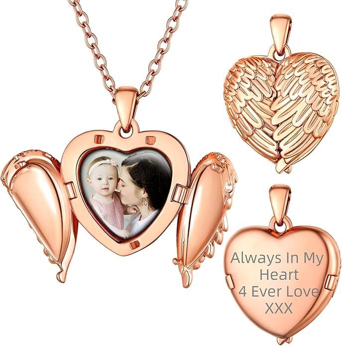 Supcare Locket Necklace That Holds Pictures-Engraved Photo Pendant Custom Jewellery Gifts for Men Women (with Jewellery Gift Box)