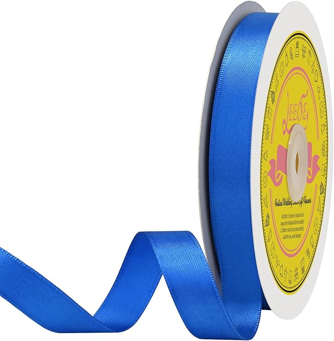 LEEQE Double Face Royal Blue Satin Ribbon 5/8 inch X 50 Yards Polyester Royal Blue Ribbon for Gift Wrapping Very Suitable for Weddings Party Invitation Decorations and More