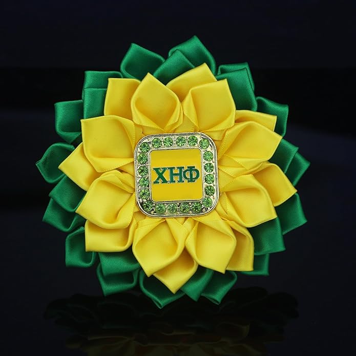 Greek Chi Eta Flower Corsage for Women Sorority Chi Brooch Pin 1932 Sorority Gift Crystal Paraphernalia Jewelry for Soror Sisterhood Gift