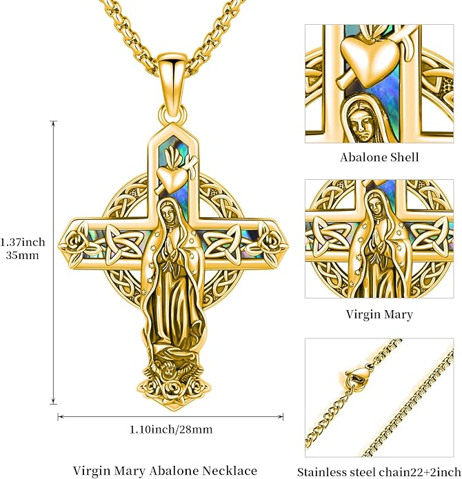 Midir&Etain Cross Necklace 925 Sterling Silver Celtic Christian Pendant Religious Protection Jewelry for Women Men