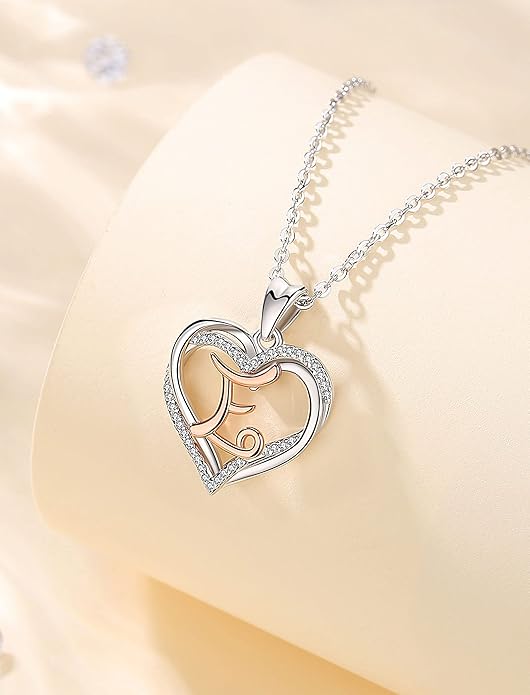 INFUSEU Unique Initial Necklaces for Women Girls Small Heart Letter Jewelry, Meaningful Personalized Gifts