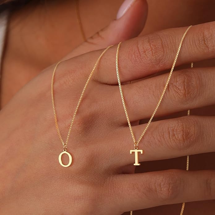 Foxgirl Gold Initial Necklaces for Women, Dainty Gold Letter Necklace Tiny A-Z Pendant Choker Necklace Trendy Cute Personalized Monogram Name Necklace Gold Jewelry Necklace for Women Gift