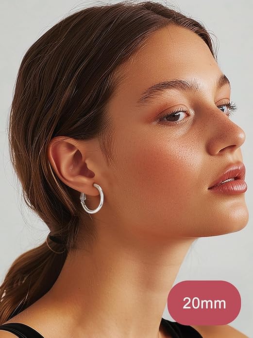 FOCALOOK 14K Gold Plated Lightweight Large Hoops| 2mm Thin Hoop Earrings for Women 30/40/50/70/100mm