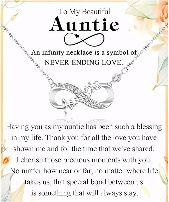 Infinity Mom Grandma Nana Sister Aunt Daughter Auntie Granddaughter Niece Necklace Gifts, Christmas Birthday Valentines Day Mothers Day Easter Graduation Back to School Gifts Stocking Stuffers Presents for Women Girls Her